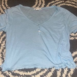 light blue button crop top
